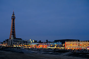 The lights across Blackpool promenade 