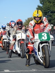 Jim Dunlop prepares to lead away the Joey Dunlop Road Racing Legend - The Rivals’ Parade Lap sponsored by the Isle of Man Steam Packet Company - Stephen Davison, Pacemaker