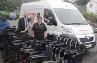 Left to right – Brian Convery, Sales Development Manager at the IOM Steam Packet Company, Pam Kerruish, the driving force behind the Island’s wheelchair collection project, Cath Moore from 4 Hire and Ali Gell from Your Girl Friday