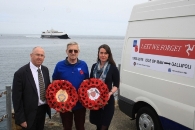 Royal British Legion’s Dave Llewellyn (centre) pictured with Steam Packet Company Sales Development Manager Brian Convery and Marketing and Online Manager Renée Caley