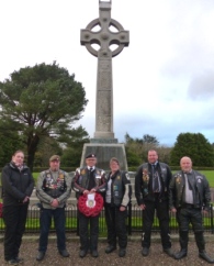 Members of the Royal British Legion Riders Branch at the War Memorial in St John’s during their visit to the Isle of Man, supported by the Steam Packet Company