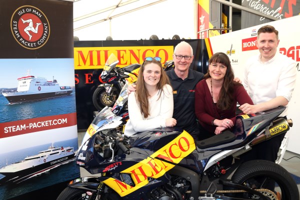 Team boss Clive Padgett (second left) with (left to right) Steam Packet Company Marketing Assistant Beth Gale, Marketing and Online Manager Renee Caley and Business Development Executive Richard Hird.