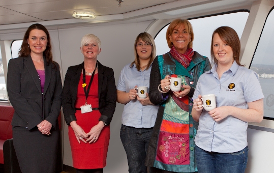 NFU Mutual Extends Sponsorship of Executive Lounges On Board Steam Packet Vessels L-R: Renée Caley, Marketing Manager and Lisa Broadbent, Passenger Services Coordinator Isle of Man Steam Packet Company with Emma Pickard, Sales Advisor, Justine Gaisford-Martin, Account Executive and Danielle Bradley, Account Executive from NFU Mutual