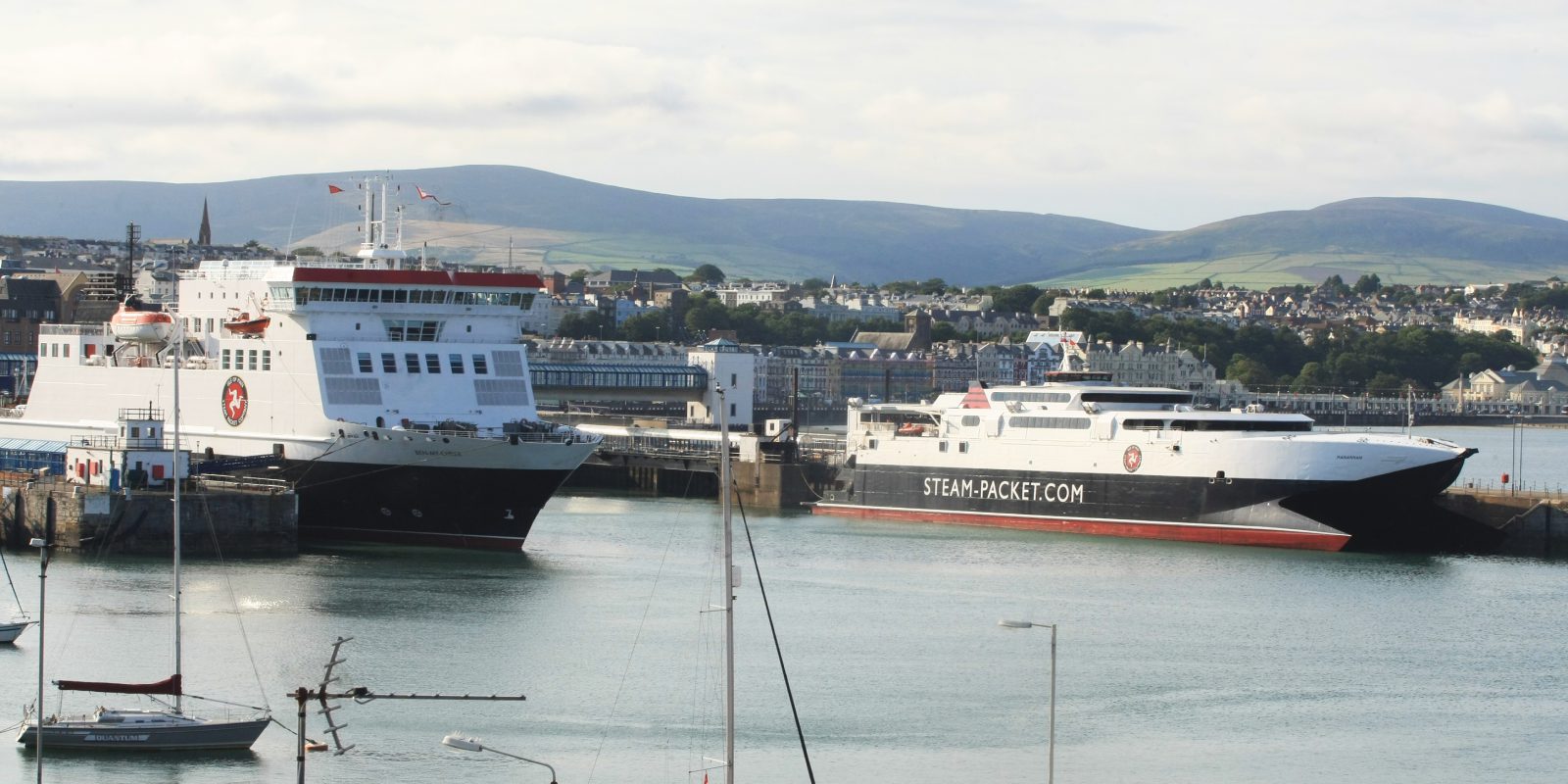 Two Steam Packet Company vessels, Ben-my-Chree and Manannan in Douglas Harbour
