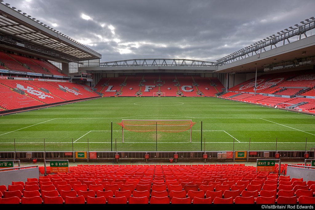 Anfield Football Stadium, inside view, no spectators 