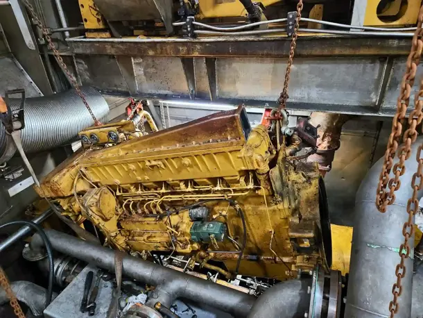 Generator set in the process of removal from the engineering spaces of Manannan