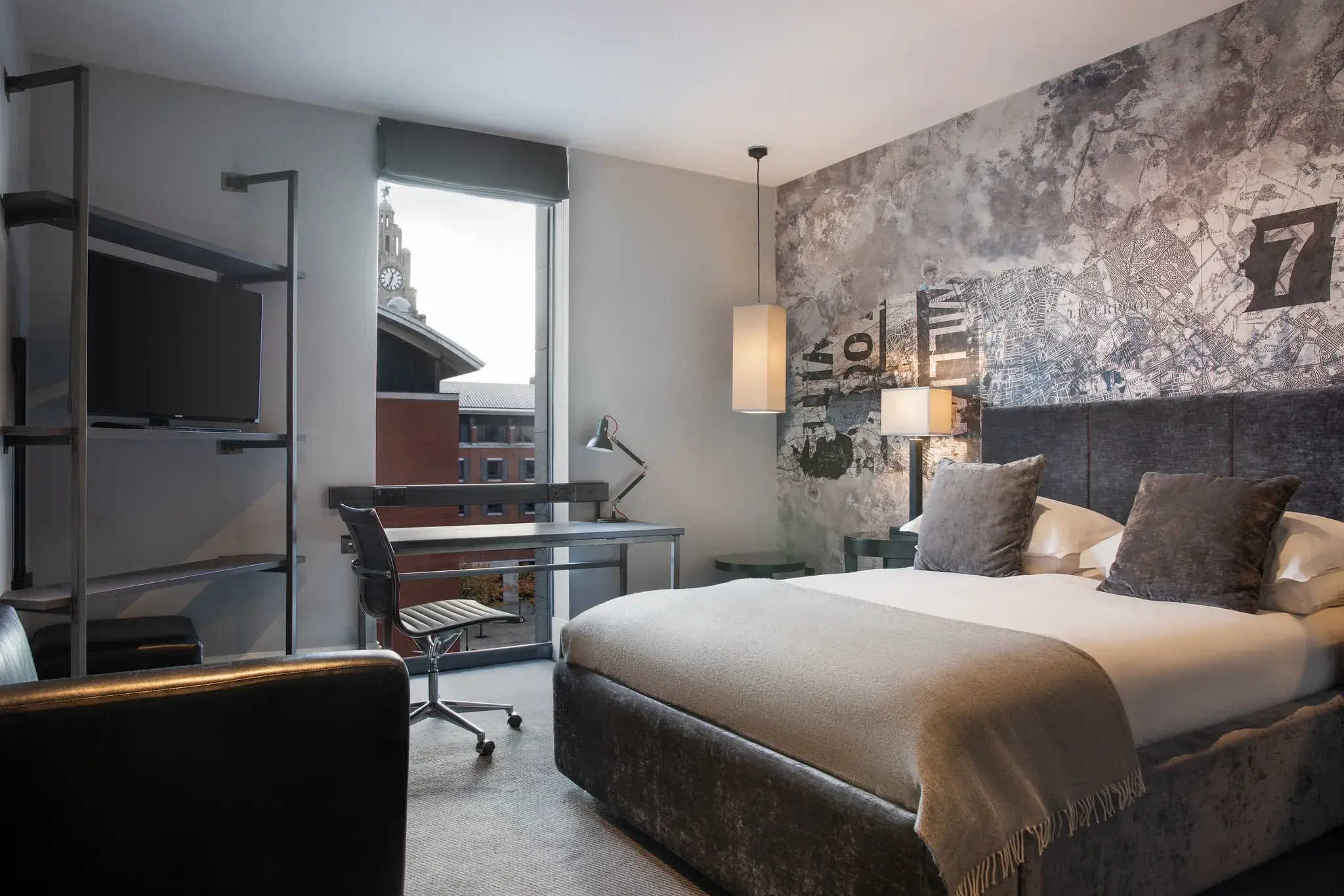 modern and stylish decor of a standard double room at Malmaison Liverpool