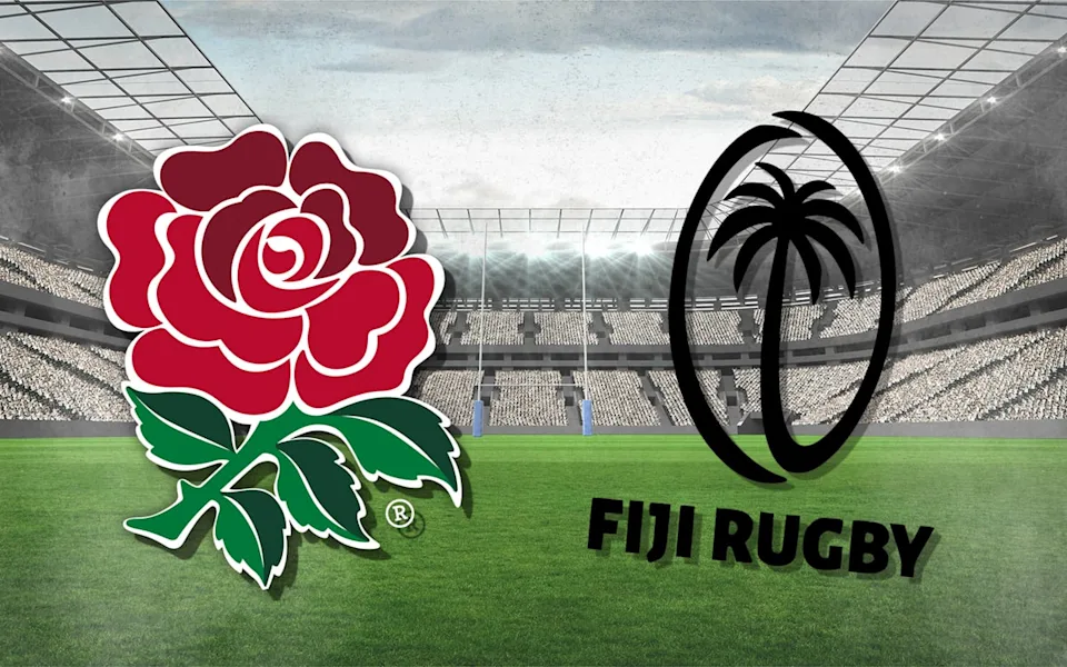 England and FIJI Rugby logos | back drop of stadium