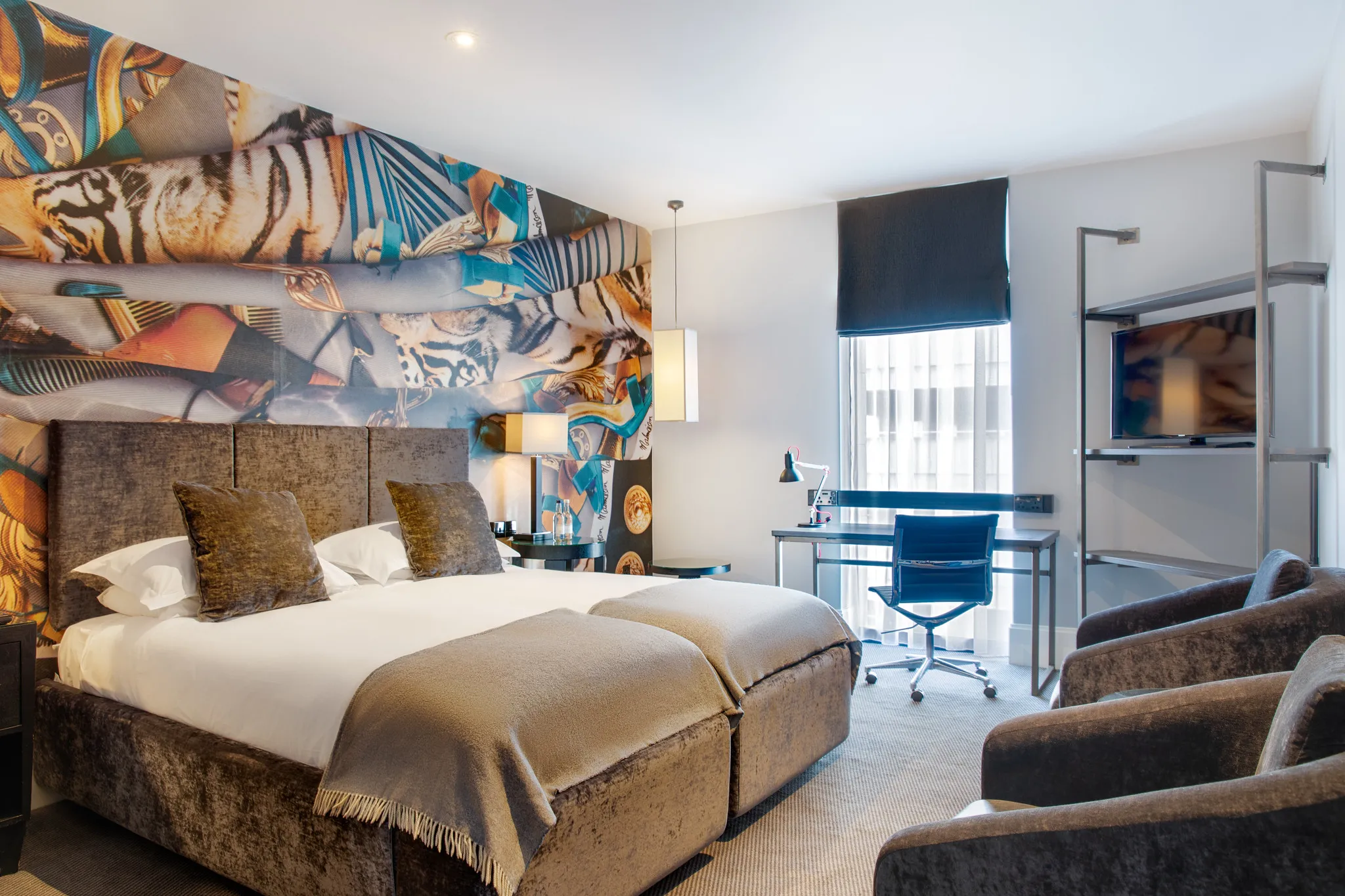 stylish and spacious standard twin room at Malmaison Liverpool